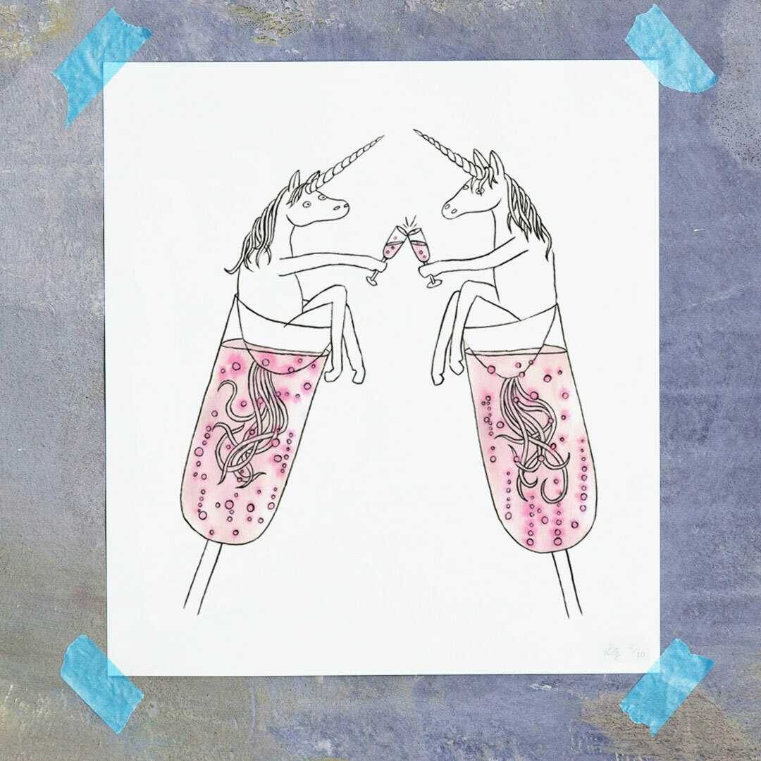 Unicorn Champagne Art Print