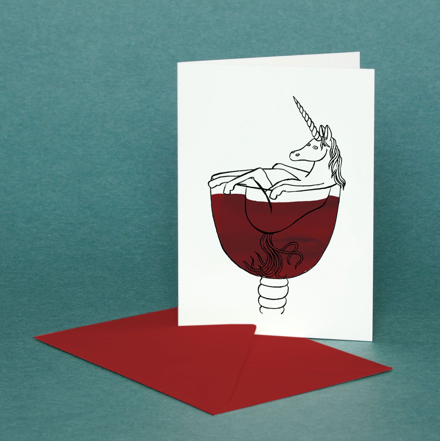 Unicorn Wine Greeting Card