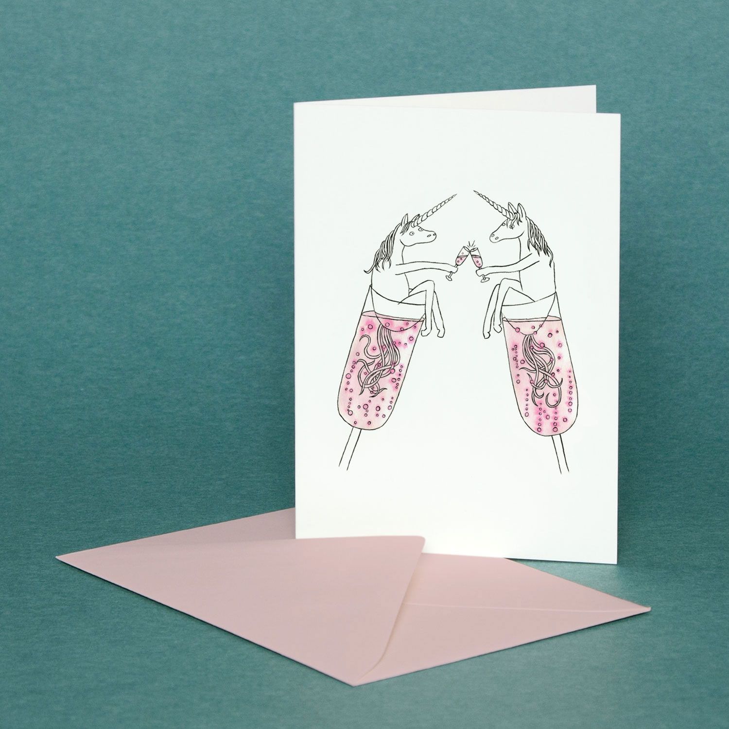 Unicorn Champagne Greeting Card